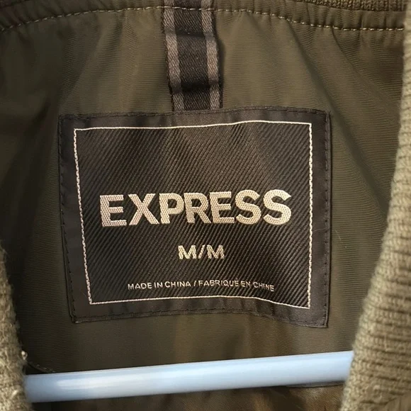 Express Green Bomber Jacket with Military Style - Picture 2 of 4